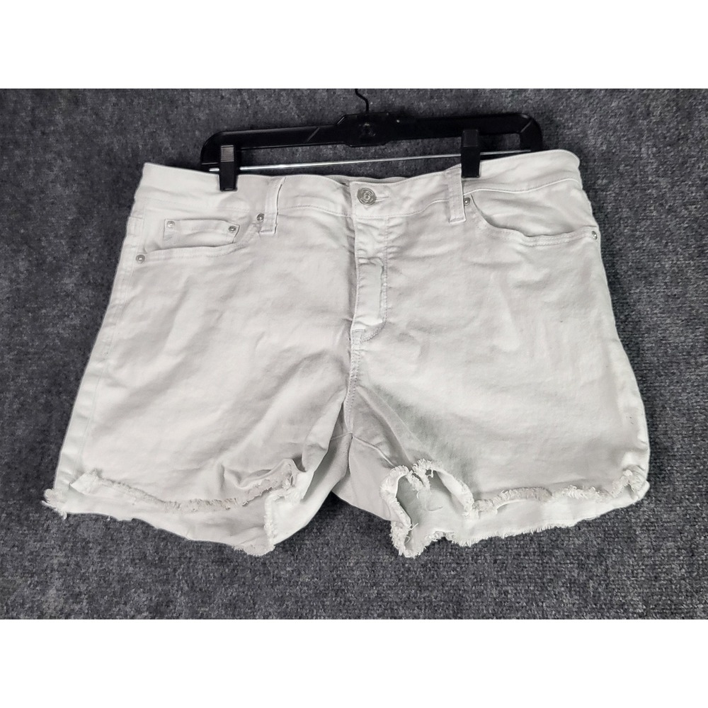 Seven7 White Denim Shorts Frayed Hem‎ Casual Summer Style Size 16